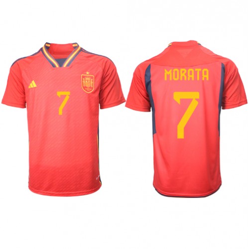 Camisa de time de futebol Espanha Alvaro Morata #7 Replicas 1º Equipamento Mundo 2022 Manga Curta